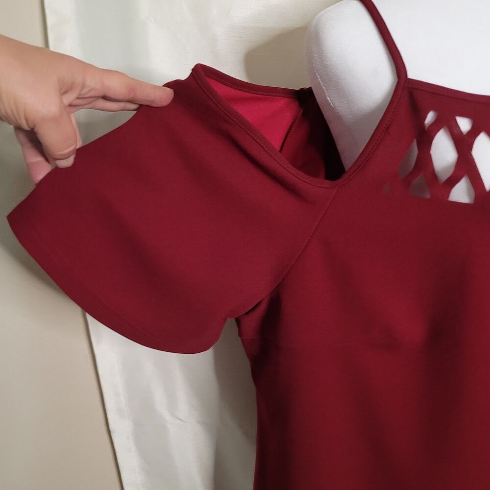 Shein Curve Red Open Shoulder Top - Size 3xl - image 3